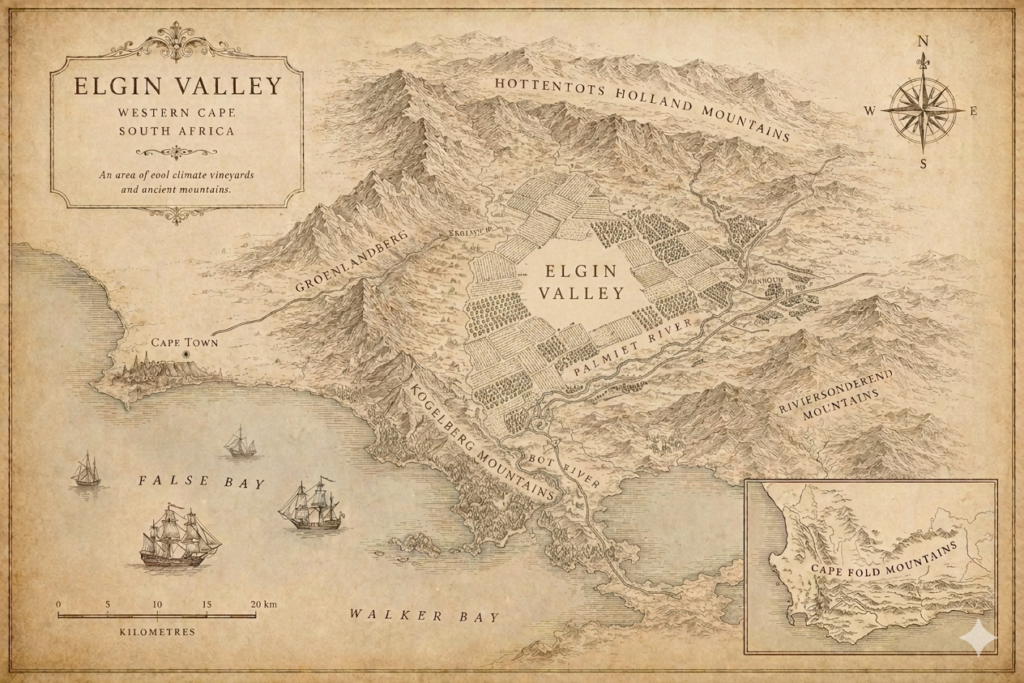 Old fashioned map of Elgin, South Africa.